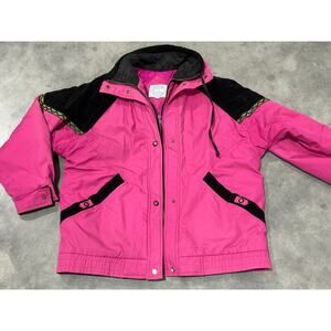 80s Ski Jacket Current Seen, Jacket, Pink and Black, Size M, Women's, Bright Co